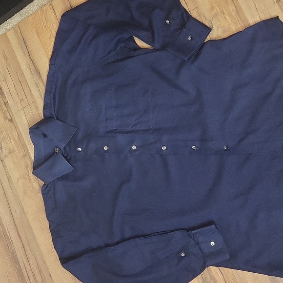 IKE BEHAR Blue 100% Soft Cotton Button Down Shirt - 17.5 neck - Picture 6 of 10